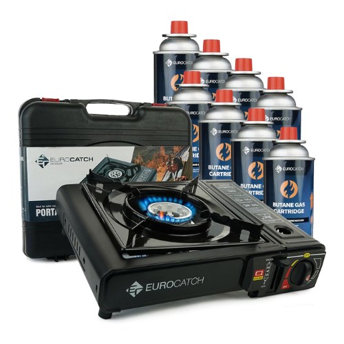 Eurocatch Hornillo Gas Maleta Pack con 8 Bombonas