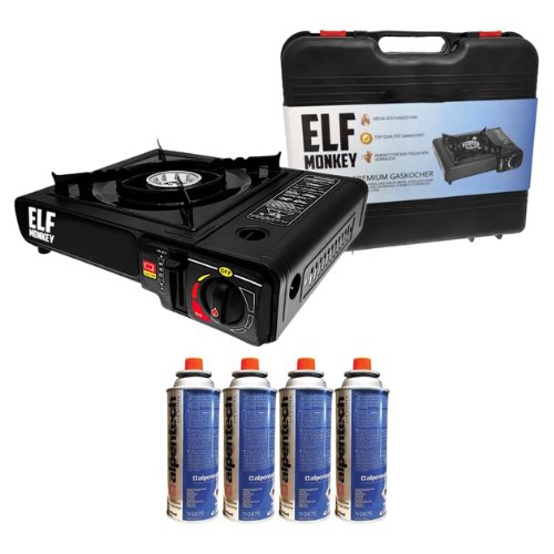 Hornillo Camping Gas Maleta con 4 Cartuchos