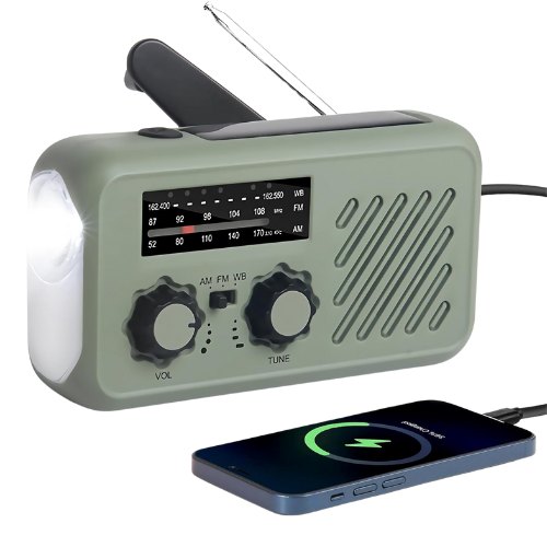 Radio Emergencia Portátil Solar Manivela AM/FM/SW